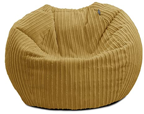 rucomfy Kids Slouchbag Beanbag Chair - Soft Corduroy - Mustard | Premium Supportive Pre-Filled Kids Beanbag Chair - Durable Fabric Ergonomic Seat - Machine Washable - 60x80cm
