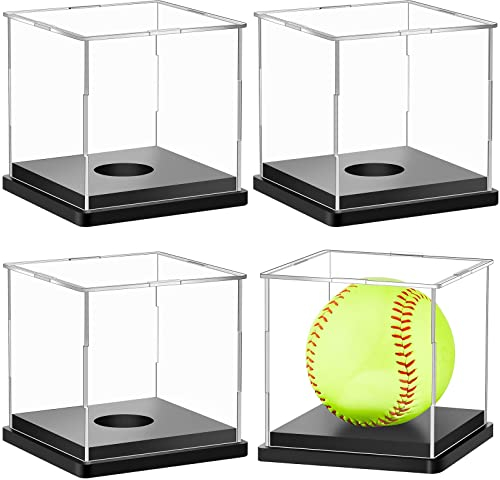 Leinuosen Softball-Vitrinen, Kunststoff, Softball-Halter, Ständer, Baseball-Vitrine, Erinnerungsstücke, Acryl-Box, UV-geschützt, transparenter Würfel für Baseball, Tennisball, Sportbälle, Aufbewahrung
