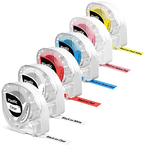 Q5-TB131/TB231/TB431/TB5-6x Phomemo P12/P12Pro/LT12 Etikettenband 12mm X 4m Schwarz auf Farbe, Schwarz auf Klar Etiketten FüR Phomemo P12/P12 Pro/LT12 Label Printers,Etikettiergerät Selbstklebend