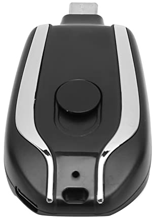Llavero Cargador Portátil para Andriod, 1500 MAh Mini Power Emergency Pod Paquete de Batería de Banco de Energía Pequeño, Cargador de Teléfono Celular de Carga Rápida Portátil (Negro)