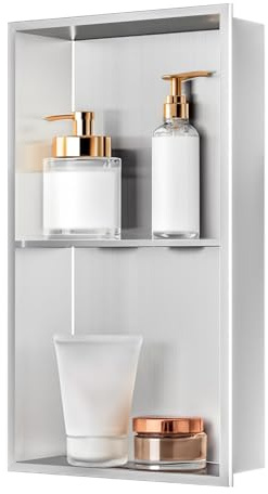 sunrik Nicchia Doccia Incasso Colore Nichel 30x60x10 Cm, Acciaio Inox
