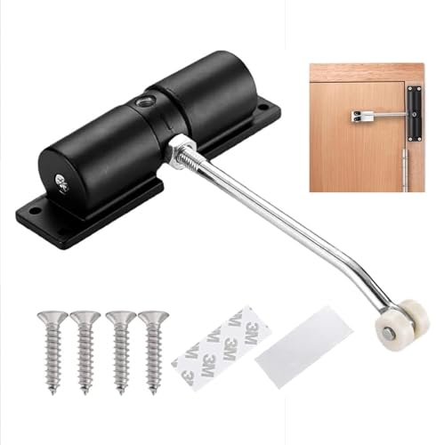 Kaqisen Ferme-porte automatique pour porte intérieure, ferme-porte pour portes de chambre, réglable, ferme-porte à ressort, en alliage de zinc pour la plupart des portes