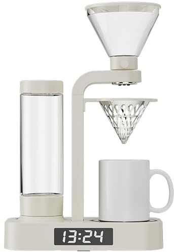 KHZKHC Isdroppe kaffebryggare, handgjord kaffemaskin, avtagbar vattentank 500 ml, keramisk kopp 330 ml, justerbar droppventil, klockfunktion, varmt vatten 8 s