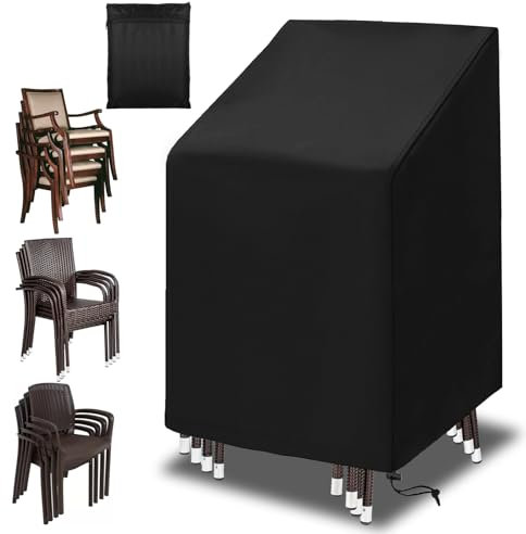 Housse de Protection pour Mobilier de Jardin 420D en Tissu Oxford - Protection Imperméable Balcon Extérieur, Coupe-Vent, Anti-UV, 65x65x75/120 cm Noir