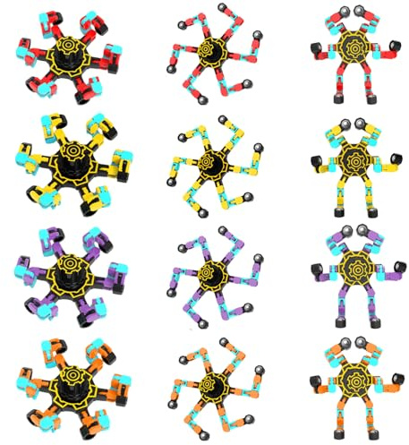 Fidget Spinner,RoadLoo 12 Pièces Fidget Spinners Transformables y Fluorescentes Spinner Robot Giratorio Juguete Antiestrés DIY Deformable Punta de Los Dedos Giroscopio Regalo para Adultos y Niños