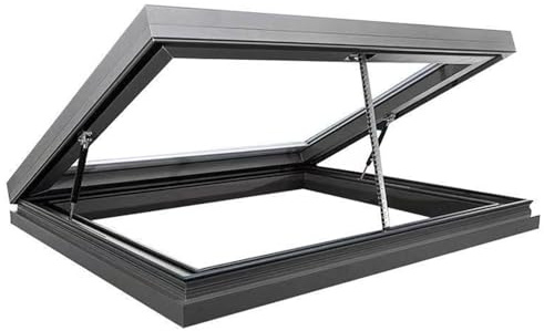Finestra da Tetto in Alluminio, Apertura elettrica con Telecomando e sensore Pioggia, lucernario Impermeabile, Adatto per Veranda,A01,65x65cm/25.6x25.6in4.2
