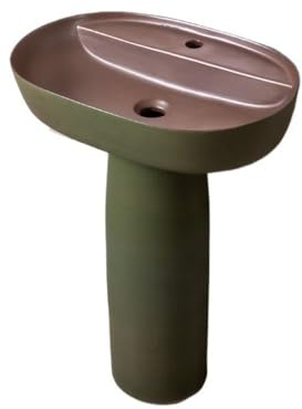 GLigeT Lavandino con Piedistallo Lavandino da Esterno con piedistallo in Ceramica di Lusso Leggero con Rubinetto e Kit di Scarico Lavabo Freestanding