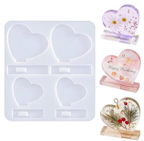 POPAPIE Grandi Stampi Silicone Forma Cuore,Cornice in Resina Epossidica,Resina Epossidica Stampi Cuore,Stampo in Silicone per Compleanno Valentines Matrimonio Anniversario Foto Decorazione Casa