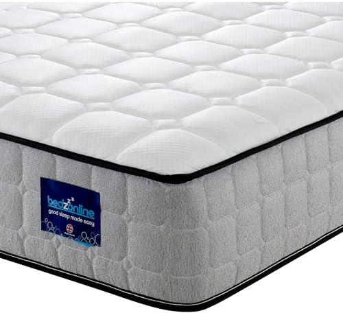 BEDZONLINE Orthopaedic Memory Foam & Spring Mattress - UK Double | 190 x 135 x 20 cm | Ergonomic Pressure Relief & Open Coil Sleep Support | Breathable & Hypoallergenic | UK-Made Quality
