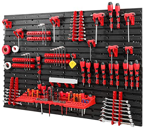 Mur à outils - 1152 x 780 mm - Set de supports à outils avec panneau perforé - Système de rangement mural - Étagère murale d'atelier