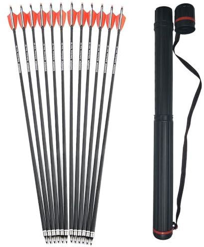 SHARROW 32 Inch Archery Carbon Arrows Spine 500 Archery Target Arrows Adult Hunting Arrows with 4 Nature Feathers for Compound Bow Recurve Bow Longbow Bow And Arrow For Hunting