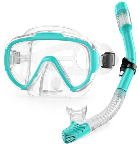 Lealinga Schnorchelset Erwachsene, Taucherbrille Schnorcheln Set mit Panorama-Weitblick Tauchmaske, Anti-Leck Schnorchelmaske für Schnorcheln, Schwimmen und Tauchen
