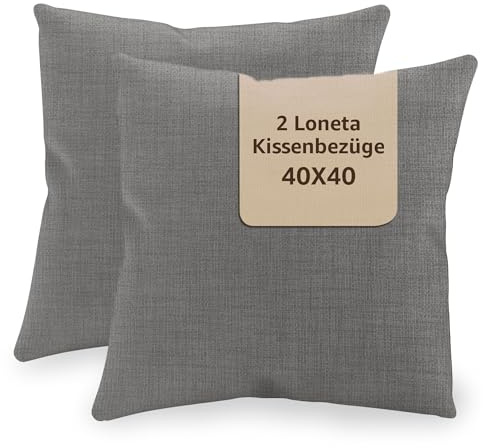 SONIT – Federe Cuscini Grigio 40x40 cm, Set 2 Federe Divano in Cotone Loneta con Cerniera Nascosta, Copri Cuscini Decorativi per Letto e Divano, Fodere Resistenti e Lavabili Arredo Casa