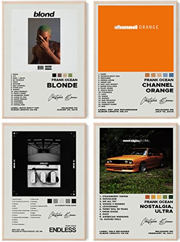 ASTRDECOR Frank Ocean Album Cover Signiertes Limited Set von 4, Rapper Musik Poster Kanye Album Cover für Zimmer Ästhetik, Mädchen Raumdekoration (20.3x25.4 cm, Ungerahmt)