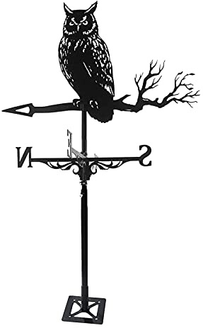 EICOFF Exquisito Adorno de Veleta de Metal Búho Veleta Durable Acero Inoxidable Retro Veleta Búho Creativo en la Rama Jardín Estaca Veleta Viento para jardín Decoración Techo