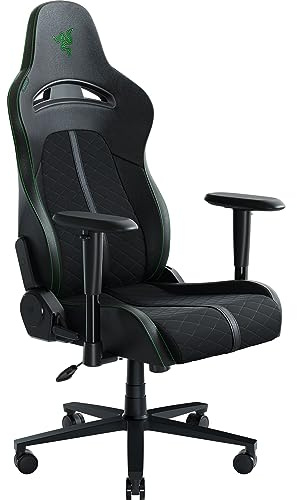 Razer Enki X Essential Gaming Chair: All-Day Comfort - Built-in Lumbar Arch - Optimized Cushion Density - Dual-Textured, Eco-Friendly Synthetic Leather - Adjustable 152-degree Recline - Black