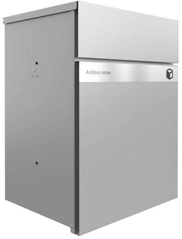 Briefkasten Manufaktur Design Aufputz Paketbox Kant Edition - Elegance 2 individuell mit Ihrem Namen (RAL 9007 graualuminium)