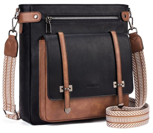 Roulens Crossbody Bags for Women,Multi Pocket Crossbody Purses Vegan Leather Shoulder Handbags Travel Purse Adjustable Strap