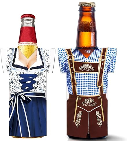 Decorazione per Oktoberfest, accessori per bottiglie di birra, refrigeratore per birra (confezione da 2) per 0,3 l, 0,33 l e 0,5 l di raffreddamento a lunga durata