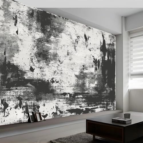 Murale da Parete 3D Astratto Shabby Texture Ruvida Carta da Parati Fotografica, Nero Murale da Parete in Tessuto Non Tessuto Poster Decorativo Design Moderno 500 x 280 cm (L x A) per Soggiorno