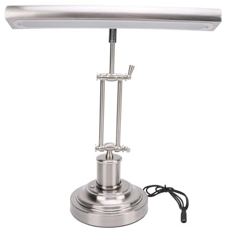 Lámpara de Escritorio Tradicional de Banquero de Piano, Luz de Escritorio Inclinada Ajustable, Atenuación de 3 Engranajes, Cabezal de Lámpara de 14 (Enchufe Europeo, 100-240 V.)