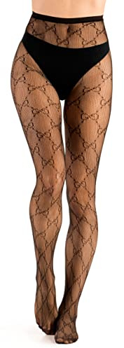 MAKADAMIA Luxury Fishnet Tights for Women Elegant Patterned Mesh Pantyhose Durable Stretchy Stylish Sheer Stockings Party Casual Evening Wear Black S