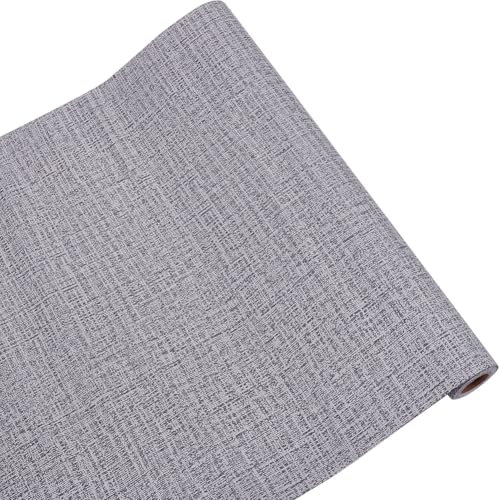 CREATCABIN Papel Tapiz de Tela de Hierba Gris Papel Tapiz Autoadhesivo de Contacto Papel Tapiz de Lino Sintético Papel Tapiz Texturizado de Vinilo Pegatinas Decorativas para Cubrir Superficies 9.8 pie