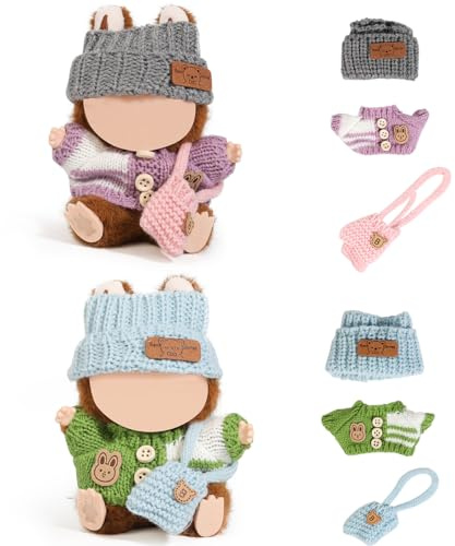 XMBYGY Ropa Muñeca para Labubu (17/15cm) - 2 Paquetes - Kits Estilo Múltiples - Ropa + Sombrero + Bolso - Niña y Mujer