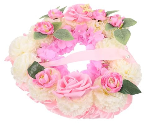 HAMPPLIES 1ensemble Couronne Commémorative Forme De Cœur pour Cimetière Wreath Artificiel avec Message Décoration Funéraire Chic Et Distinctive Accessoires De Deuil Fleurs