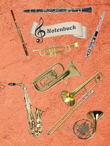 Notenheft Trompete DIN A4 Notenbuch Posaune Musikunterricht Waldhorn Notenlinienheft Große Lineatur Blasinstrumente Anfänger Kornett Querflöte ... Notensysteme Bariton Musiker Fagotte 02B12