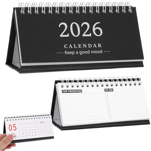 Mini calendario 2025 2026 calendario pequeño calendario de mesa de julio de 2025 a diciembre de 2026 Mini Desk Calendar Pequeño Planificador Familiar, Negro