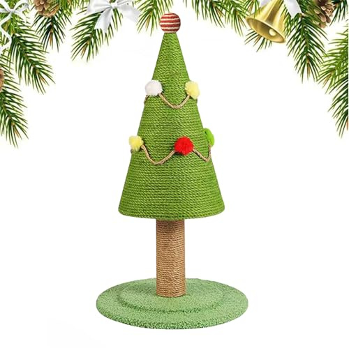 Tiragraffi per albero di Natale, tiragraffi per gatti per albero di Natale - Albero che graffia il gatto dei cartoni animati,Ornamenti estetici per l'albero Tiragraffi per gatti in sisal