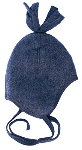 Engel - Berretto in pile, 100% lana di allevamento biologico controllato, blu Melange, 86