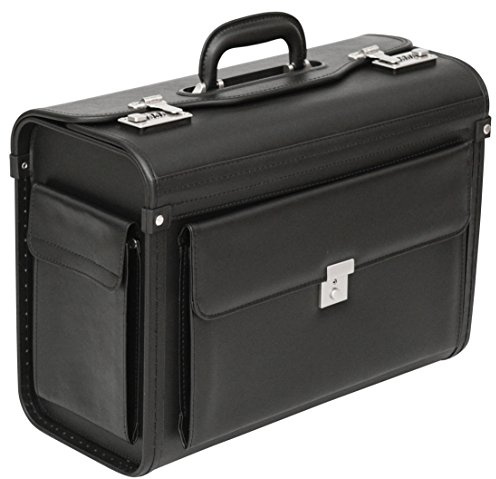 Tassia Executive Leather Look Pilot Case - Front Pocket Lock Protection - Pilotcase Pilot Suitcase, Pilot Bag, Business Briefcase, Professional Flight Travel Case