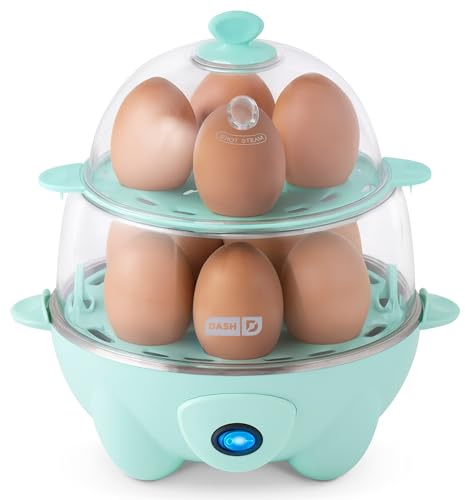 Dash Deluxe Egg Cooker - Boiler, Poacher & Steamer - Includes Measuring & Recipe Guide - Dishwasher Safe - BPA Free - Holds 12 Eggs, Aqua