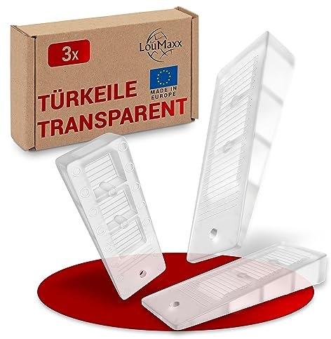 LouMaxx Türkeil - 3er Set Türstopper Boden, transparent - Rutschfester Gummi Türkeil - Hochwertiger Türstopper Keil - Perfekt für alle Böden - geruchsneutrale Türkeile Türstopper Gummi