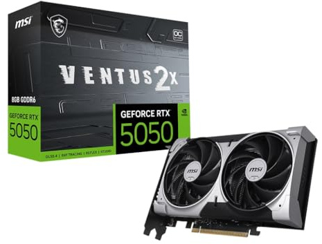 MSI NVIDIA GeForce RTX 5050 8G Ventus 2X OC Carte Graphique - 8 Go GDDR7 (20 GB/s /128 Bits), PCIe 5.0 - Double Ventilateur (2X Ventilateurs TORX 5.0), HDMI 2.1b, DisplayPort 2.1b