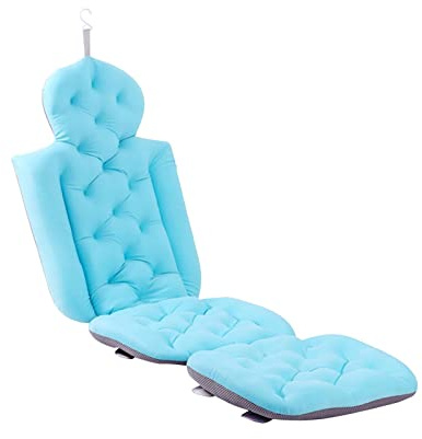 LOVIVER Oreiller de Bain Pliant Tapis Corps Complet Coussin Baignoire Coussin de Bain Oreiller Repos pour Baignoire Salle de Bain SPA Cadeaux, Bleu