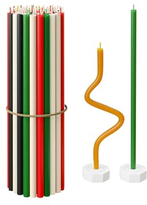 Reine Bienenwachs kerzen für Zuhause - 40 schlanke Tropfenkerzen + 2 Halter, langanhaltend, ganz natürlich für kirchliche Gebete, Hanukkah, Geburtstagskuchen, Weihnachten und Advent