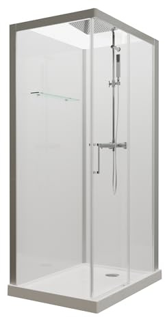 KINEDO Cabine de Douche Brooklyn 120 X 90 Rectangle Porte coulissante Gris