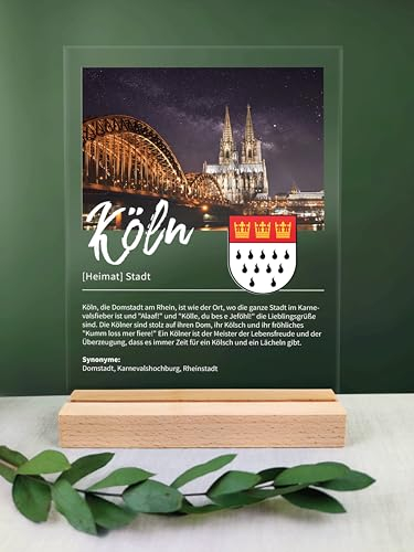 Köln Geschenk personalisiert - Acryl Geschenk - Definition: Köln - Köln Souvenir, Köln Geschenk, Köln Deko, Köln Dekoartikel
