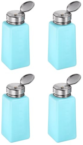 QUARKZMAN 4 st 250 ml (8,5 oz) tryckalkoholdispenser, vätskepress, tomma flaskor, återanvändbar behållare för aceton, rengöring, nagellacksremover, blå