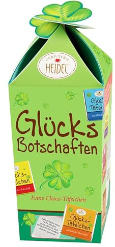 Heidel Minischokolade Glücksbotschaften - Edel Vollmilchschokolade Mini-Tafeln (75g) - 15 einzeln verpackte Täfelchen - Perfekte Schoko Aufmerksamkeit - Ideal als Dankeschön, zum Teilen & Verschenken