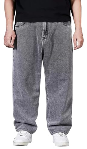 Y2k Jean Baggy pour Homme avec Jambes Larges, Coupe Décontractée, Style Hip-Hop, Streetwear, Skatewear, Coupe Droite, Ample, Gris, XL