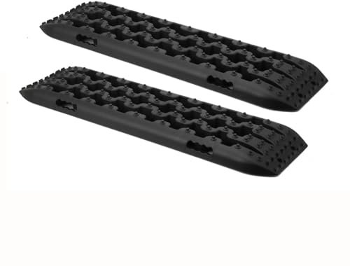 ATEdata 2 Stücke Anfahrhilfe Sandbleche Offroad Traktionsmatte Kunstoff Anfahrhilfe Recovery Board Tracks mit Aufbewahrungstasche und Installationstool, 10T Last für Geländewagen Wohnmobil PKW LKW
