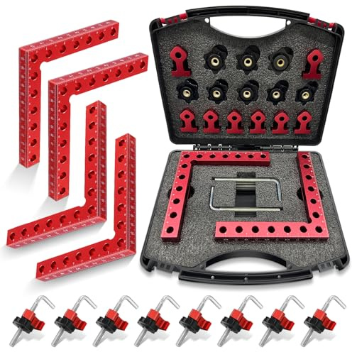 Corner Clamps for Woodworking, 90 Degree Clamp 4 Pack, 5.5x5.5Aluminum Alloy Corner Clamps, Right Angle Clamp, Positioning Squares for Picture Frames, Cabinets, Drawers