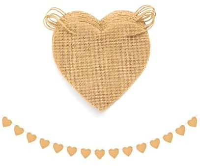 Hessian Bunting,Love Heart Wedding Decor Theme Banner Burlap Outdoor Cottage Garland Hanging Just Married Decorations Garden Floral Happy Fabric 14.6ft,for Weddings Brithday Baby Shower Decoration