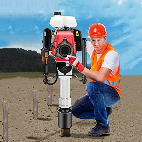 Post Driver Petrol 4-Stroke Fence Knocker, Efficient Pile Ramming Tool for Garden Construction and Picket Fencing, Solves Thumping and Driving Posts Challenges