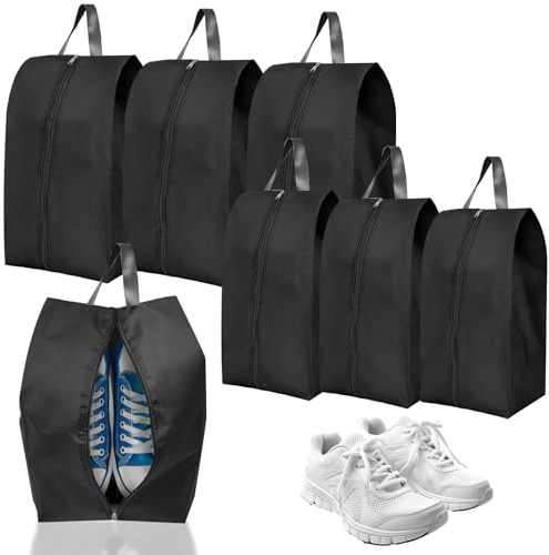 6PCS Shoe Bags for Travel Shoe Bag Waterproof Zipped Shoe Bags for Storage | 2 Sizes Shoe Storage Bags Travel Shoe Bags Organizer for Trainers Gym Business Trip for Travel Storage and Home (Black)