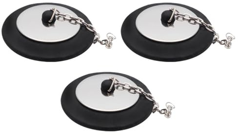 JOYOFREELY 3pcs Rubber Sink Stoppers with Chain 5cm Bathtub Drain Plugs Bathroom Tub Seal Leakproof Sink Plug Set for Bathtub Maintenance
